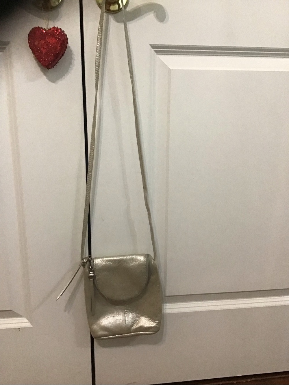 HOBO Metallic Gold Crossbody with Flap and Zip Pocket